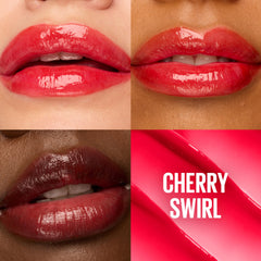 Maybelline Lifter Glaze lip application demonstrating sheer cherry tint