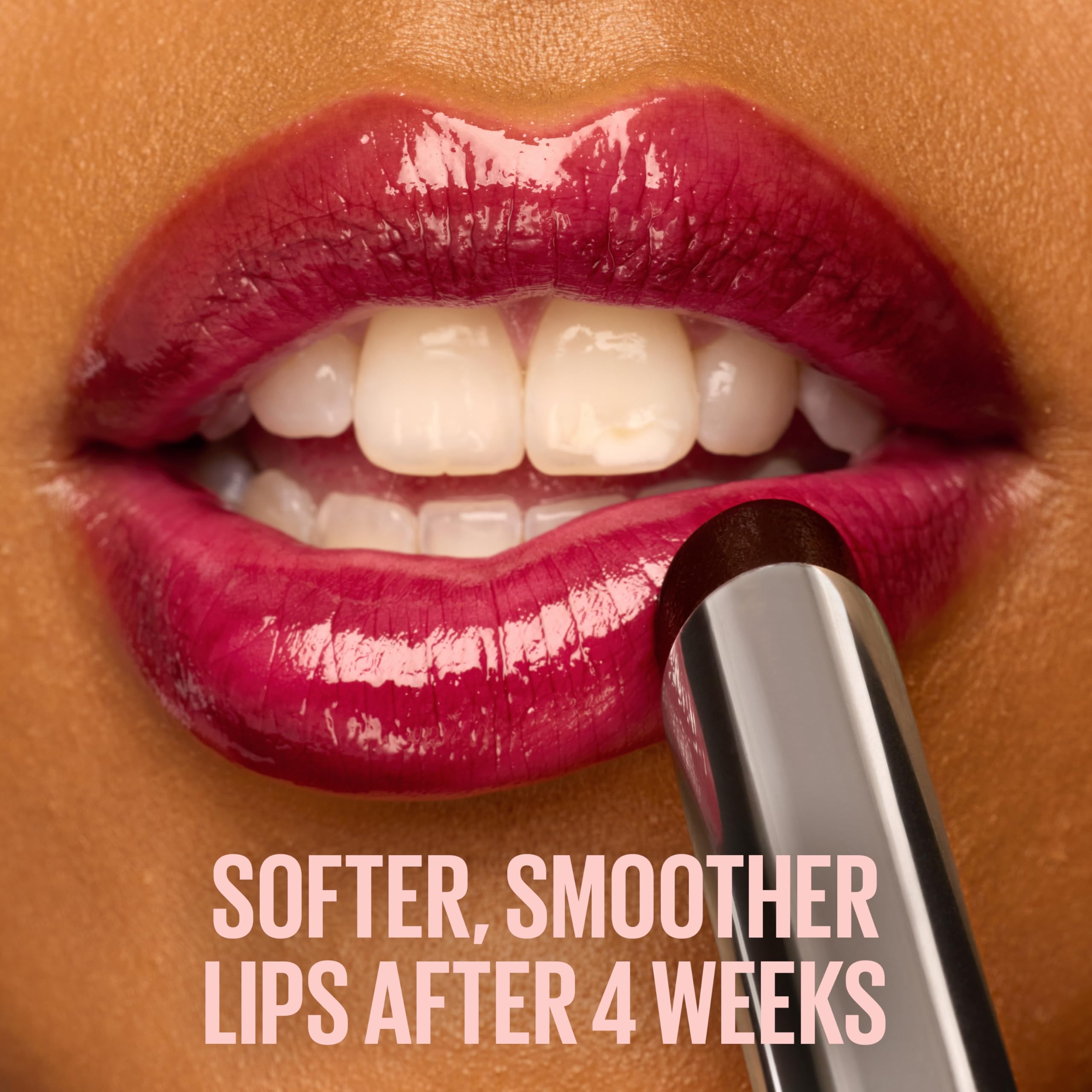 Maybelline Lifter Glaze texture closeup reveals smooth, glassy lip finish.