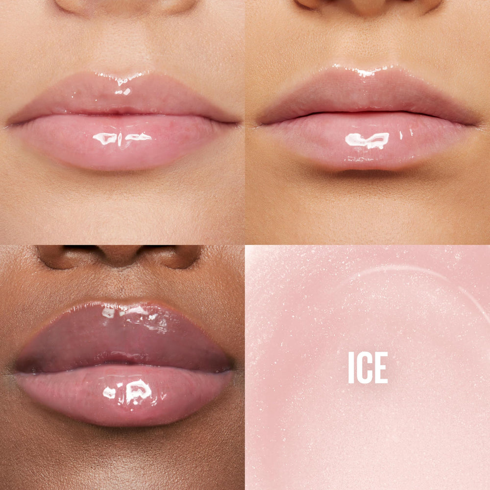 Maybelline Lifter Gloss Ice en labios translúcidos para brillo hidratante.