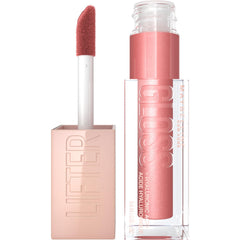 MAYBELLINE Lifter Gloss Luna nude rosado con aplicador extragrande para labios hidratados.