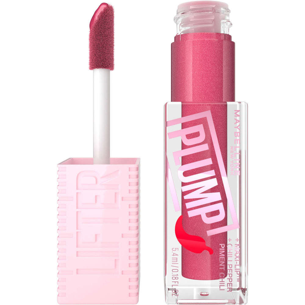 MAYBELLINE Lifter Gloss Plump con aplicador XL para labios más definidos.