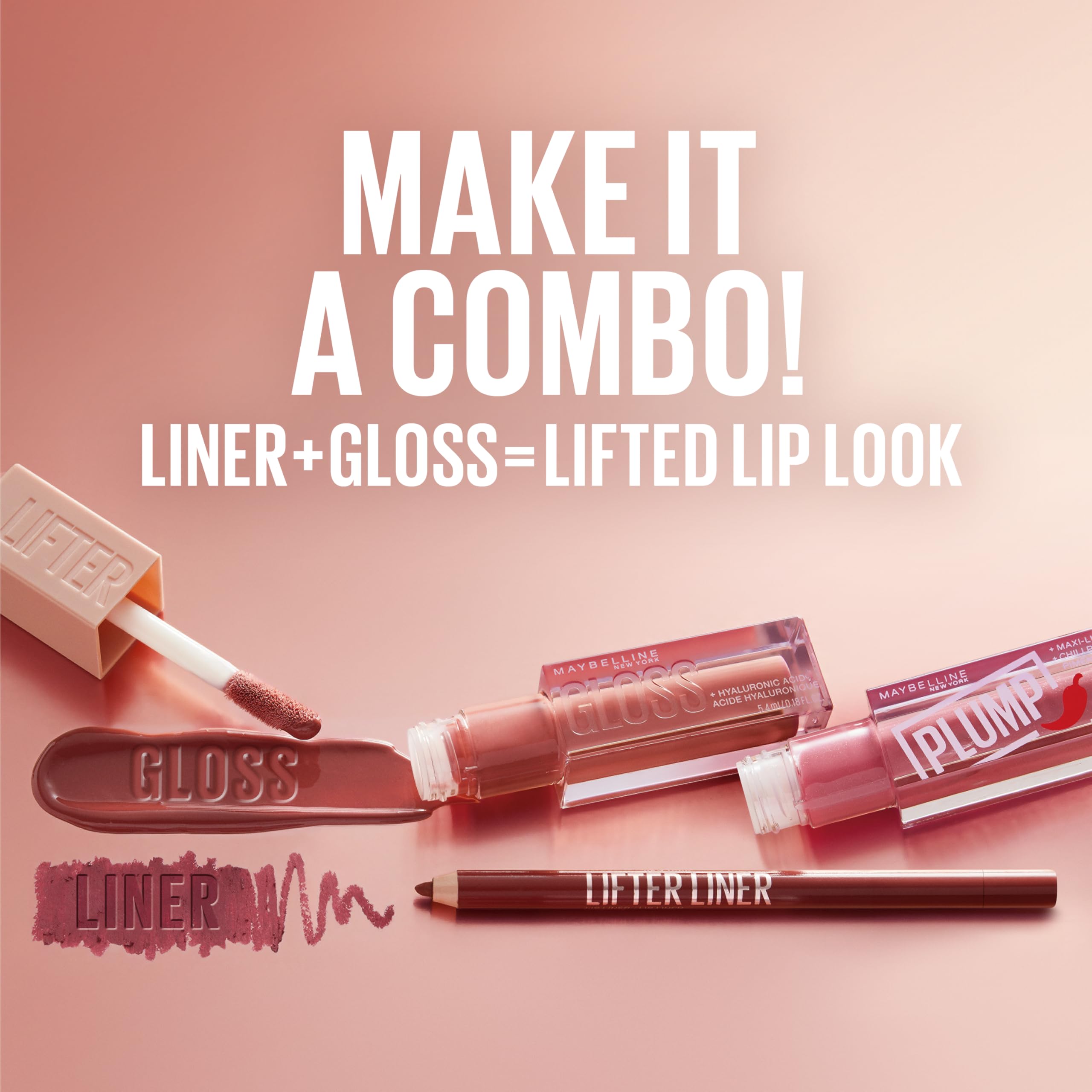 Maybelline Lifter Rosa Neutral hidratación duradera para labios suaves.