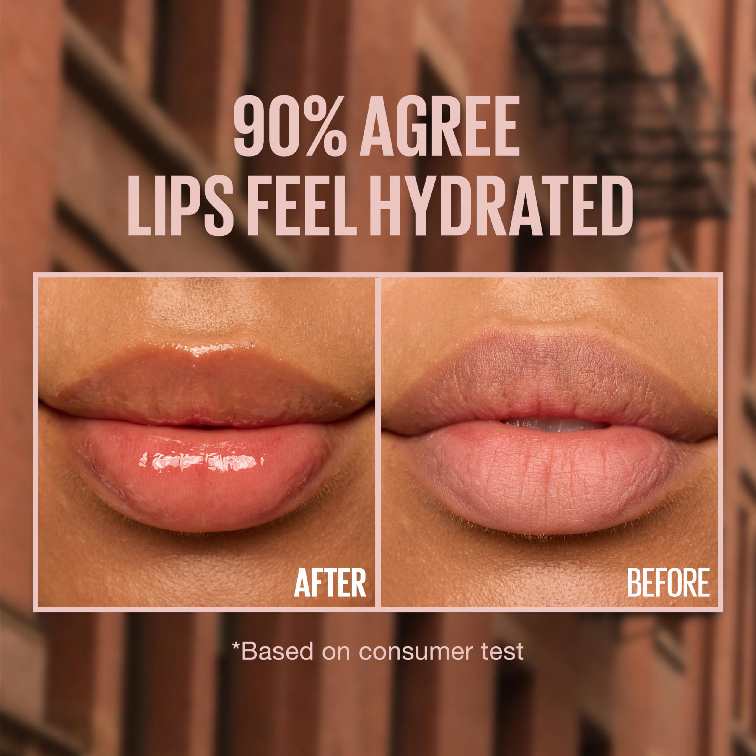 Toast gloss on lips delivering high shine and hydration.