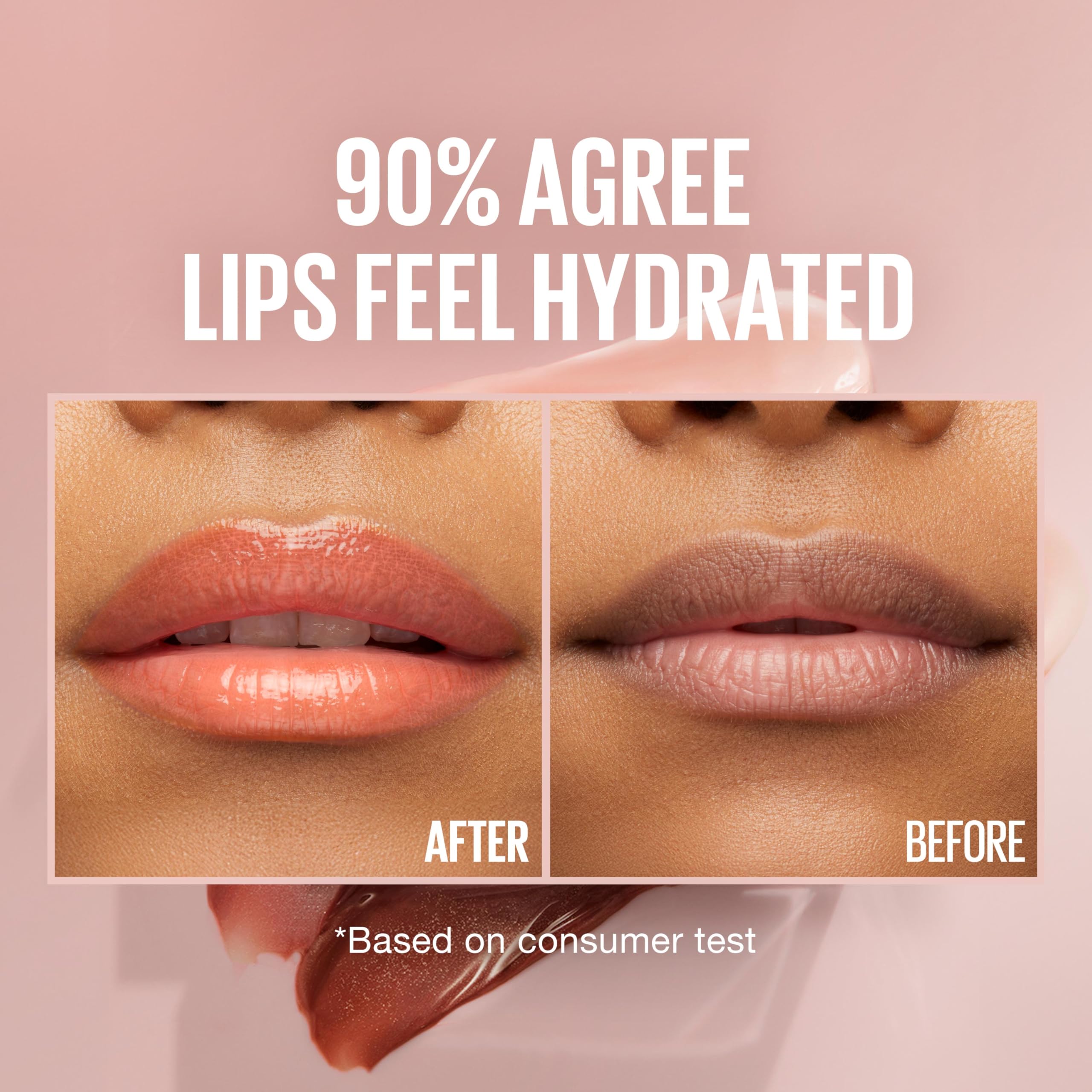 Labios con tono Sheer Peach para un look diario sutil y brillante.