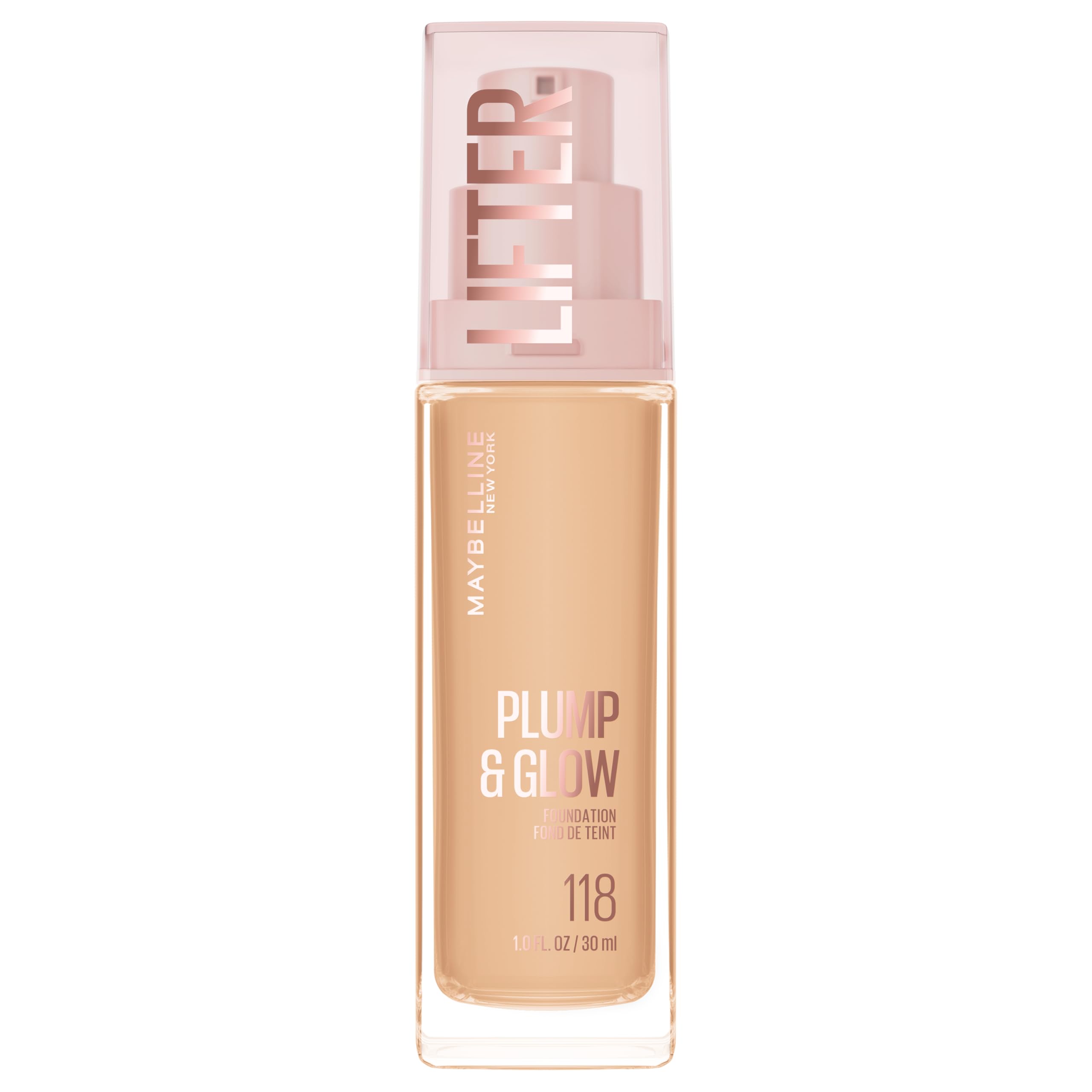 MAYBELLINE Lifter Plump & Glow: botella de base iluminadora para tono uniforme