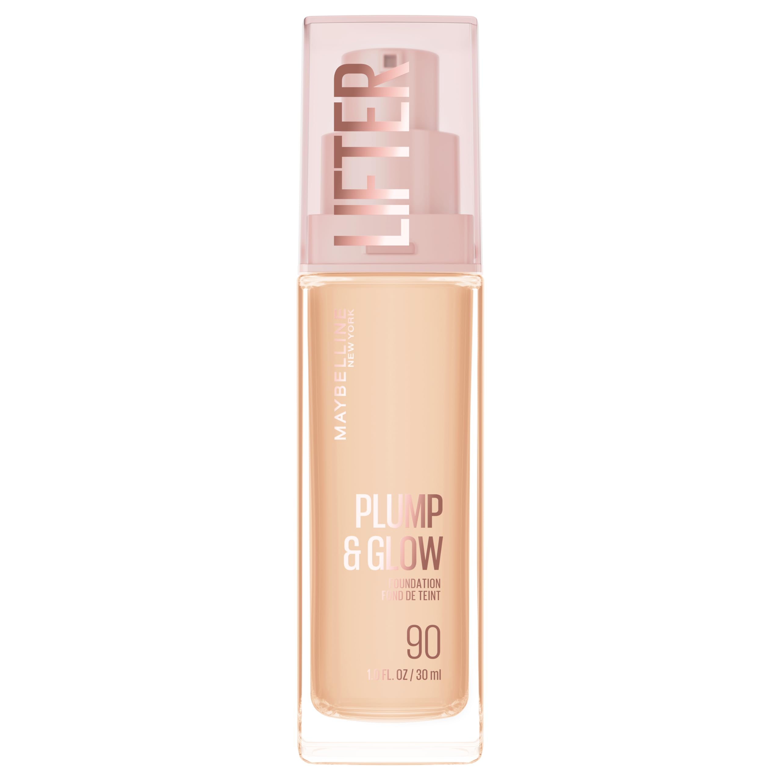 Maybelline Lifter Plump & Glow: botella con bomba para una aplicación suave.