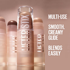 Maybelline Lifter Stix iluminador crema resalta zonas clave con brillo natural.