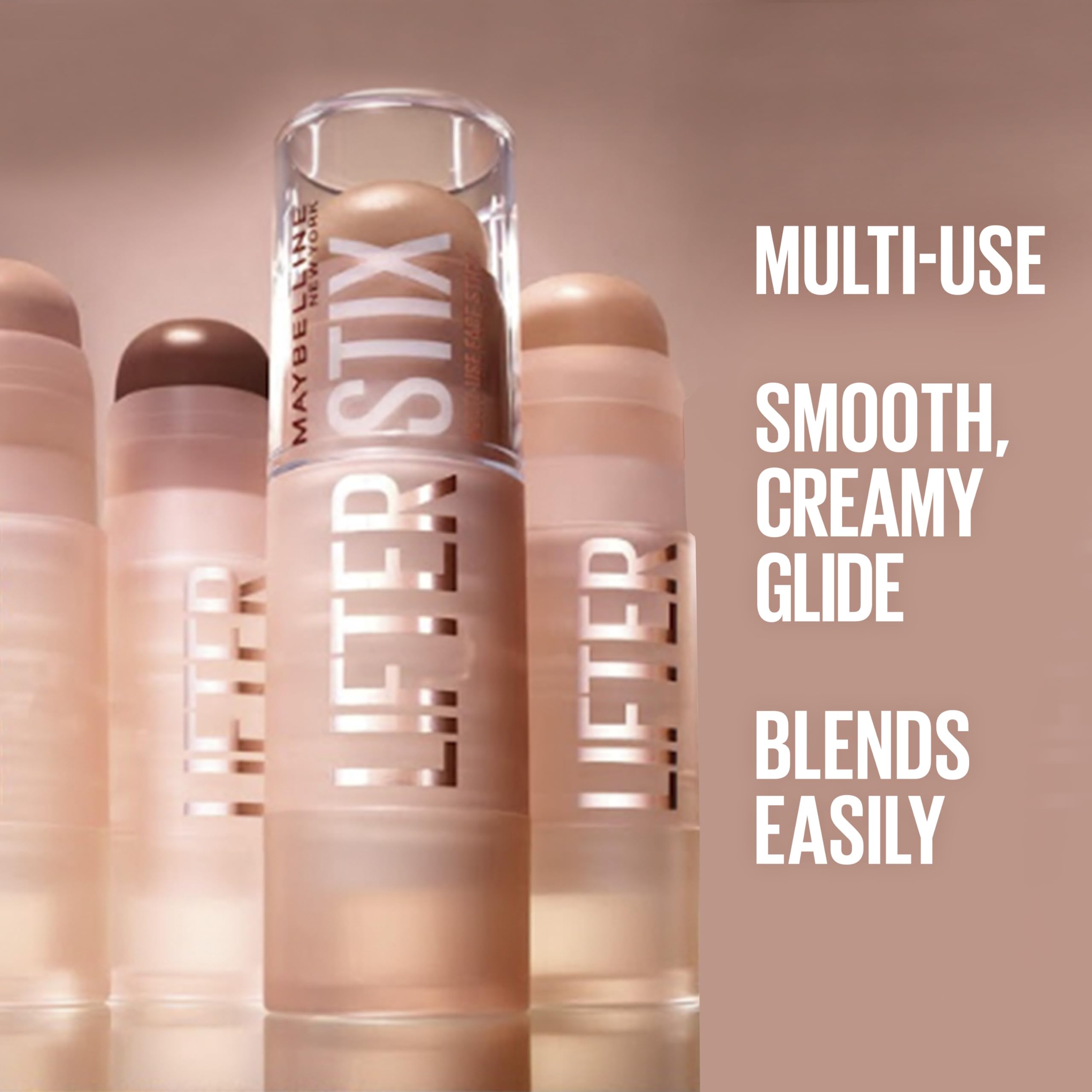 Maybelline Lifter Stix iluminador realza rasgos con brillo suave.