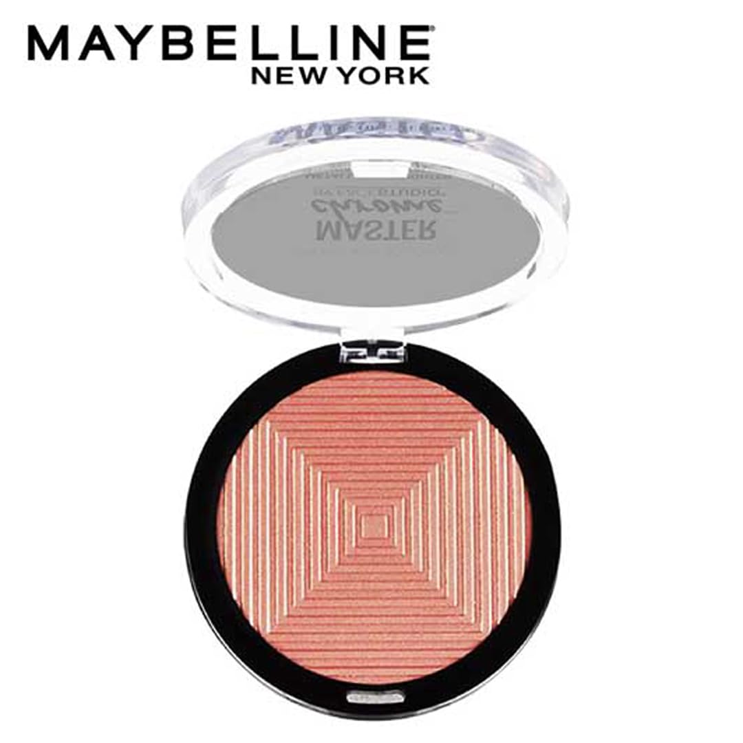 Maybelline Master Chrome Molten Rose Gold cheek swatch delivers metallic glow
