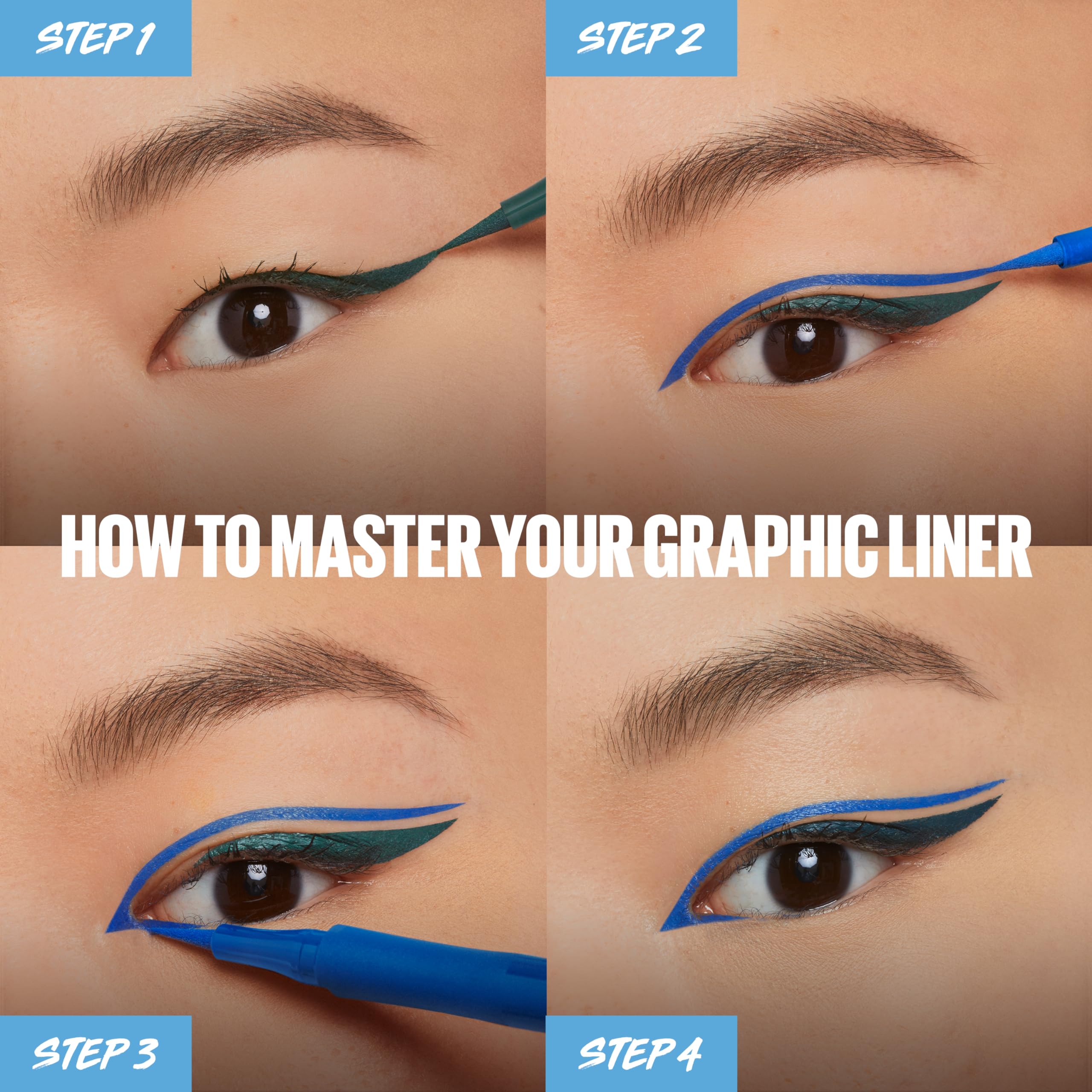 Saturated pigment delivers bold cobalt-blue shade in one stroke.