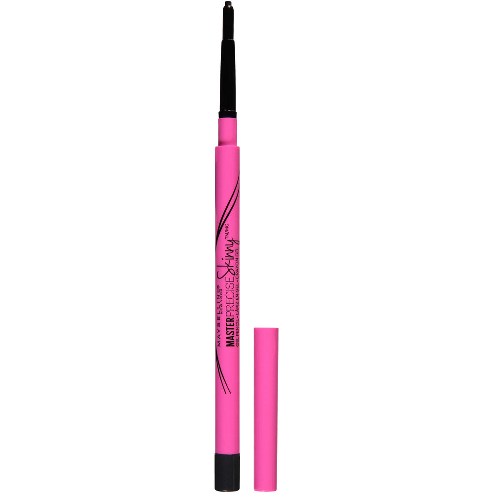 Maybelline Master Precise Skinny Gel Eyeliner pencil close-up showing the defining black shade.