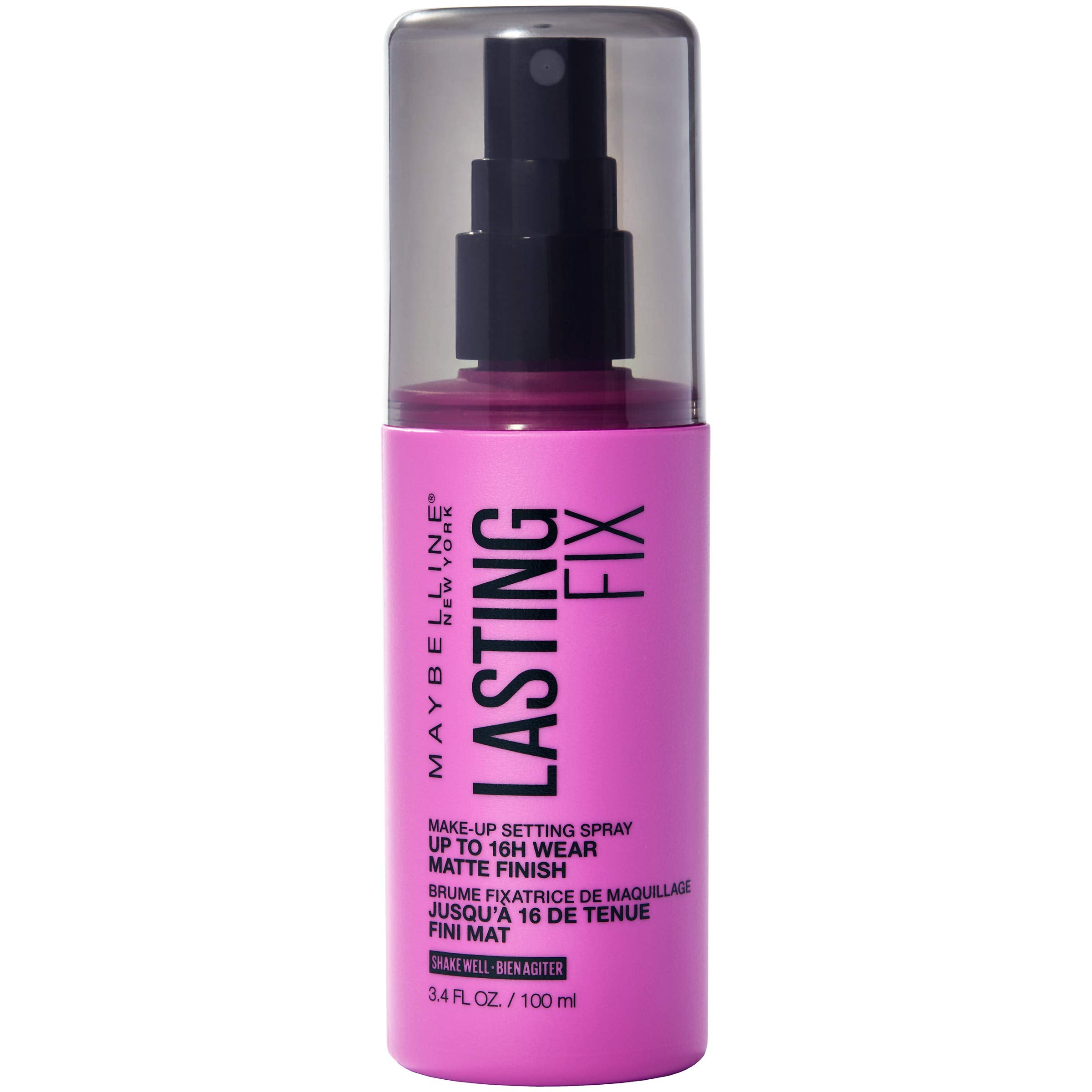 Maybelline New York Facestudio Lasting Fix spray bottle for all-day makeup setting.