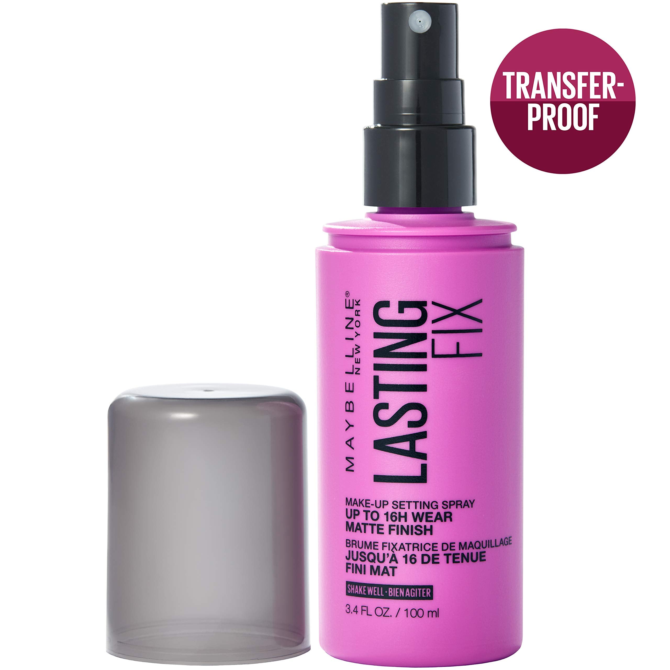 Maybelline New York Facestudio Lasting Fix mist evenly distributes for lightweight setting.