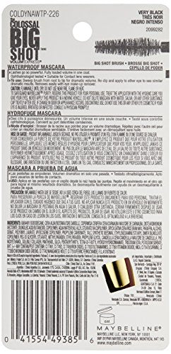 Maybelline New York Colossal Big Shot waterproof mascara on lashes for lasting color