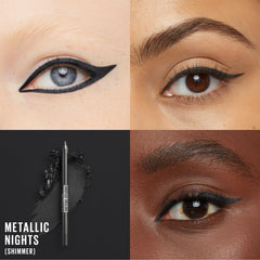 Delineador metálico MAYBELLINE Nueva York, efecto brillo intenso para look radiante.