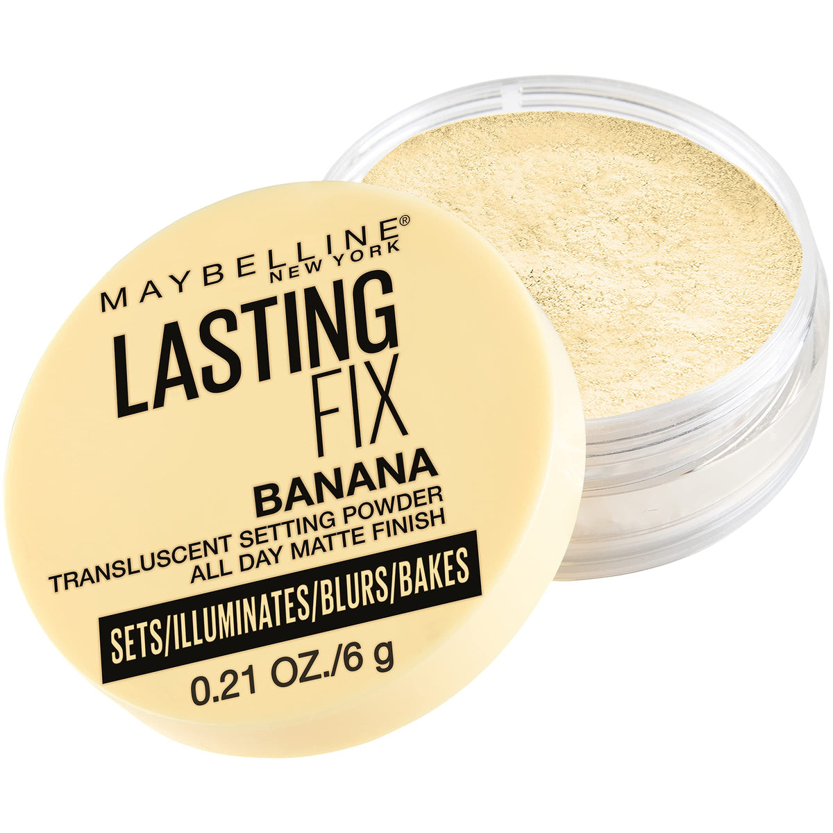 Polvo fijador banana de Maybelline tono 10 para acabado mate duradero.