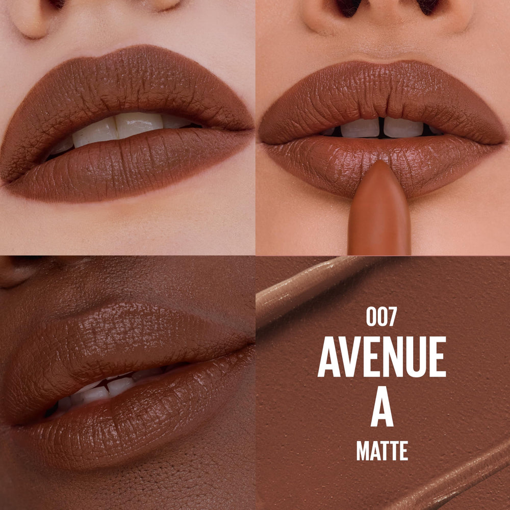 MAYBELLINE Serum Lipstick Avenue A, acabado mate cálido para un estilo definido