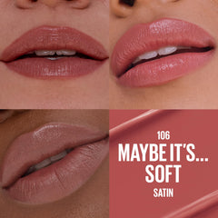 MAYBELLINE Serum Lipstick Maybe It's…Soft: hidratación de 8 horas para labios suaves.