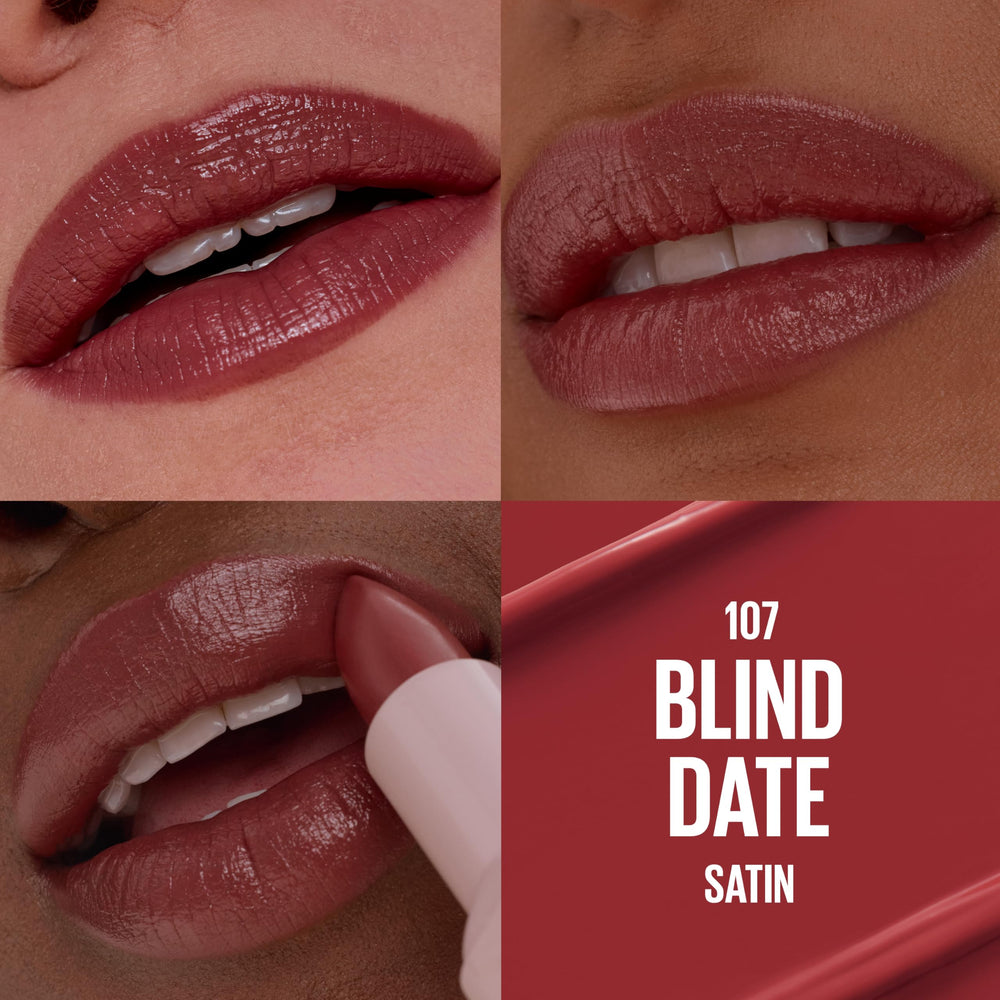 MAYBELLINE Serum Lipstick textura satinada: color suave con acabado elegante.