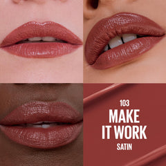 MAYBELLINE Serum Lipstick textura sedosa desliza con facilidad.