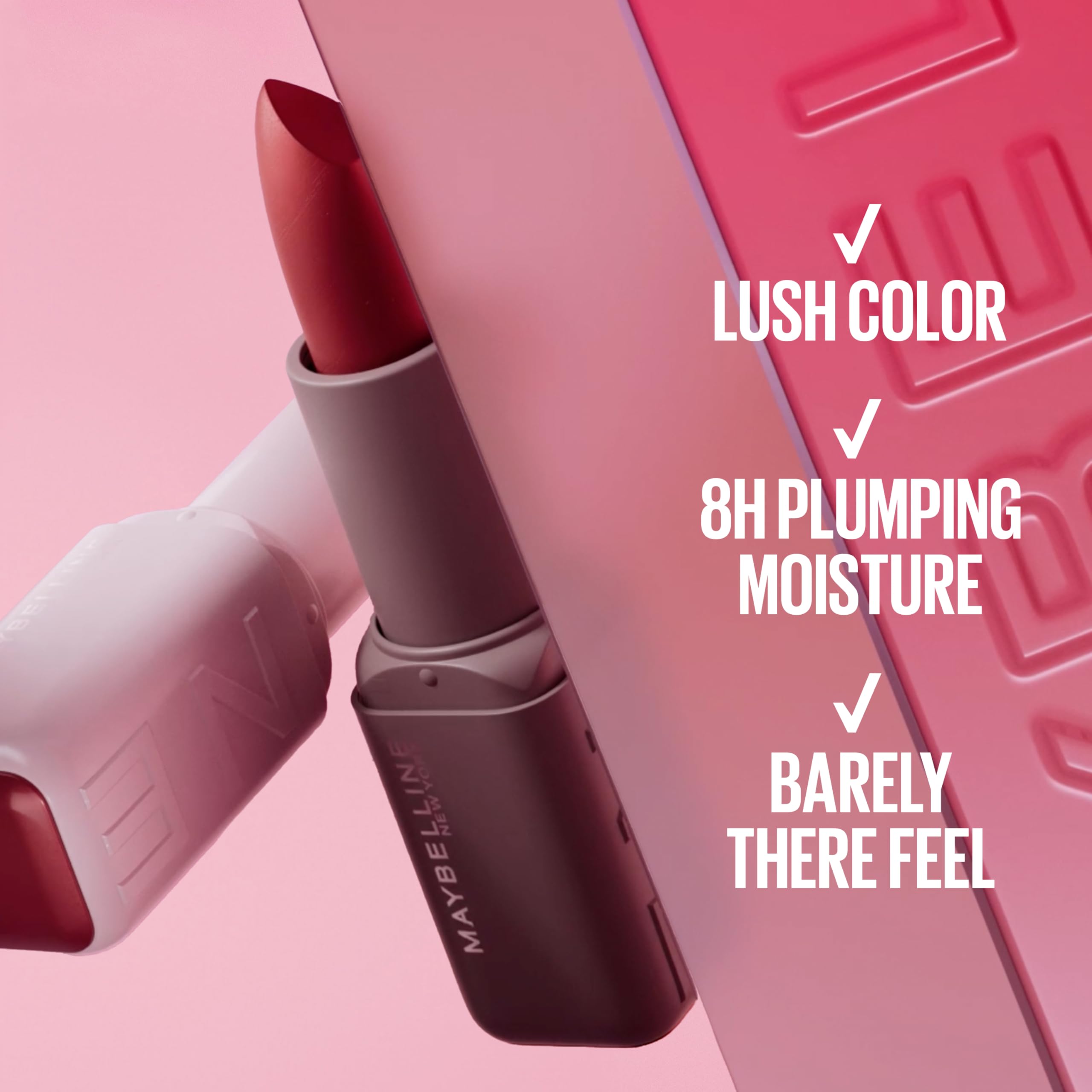 MAYBELLINE Serum Lipstick textura suave y deslizamiento cómodo.