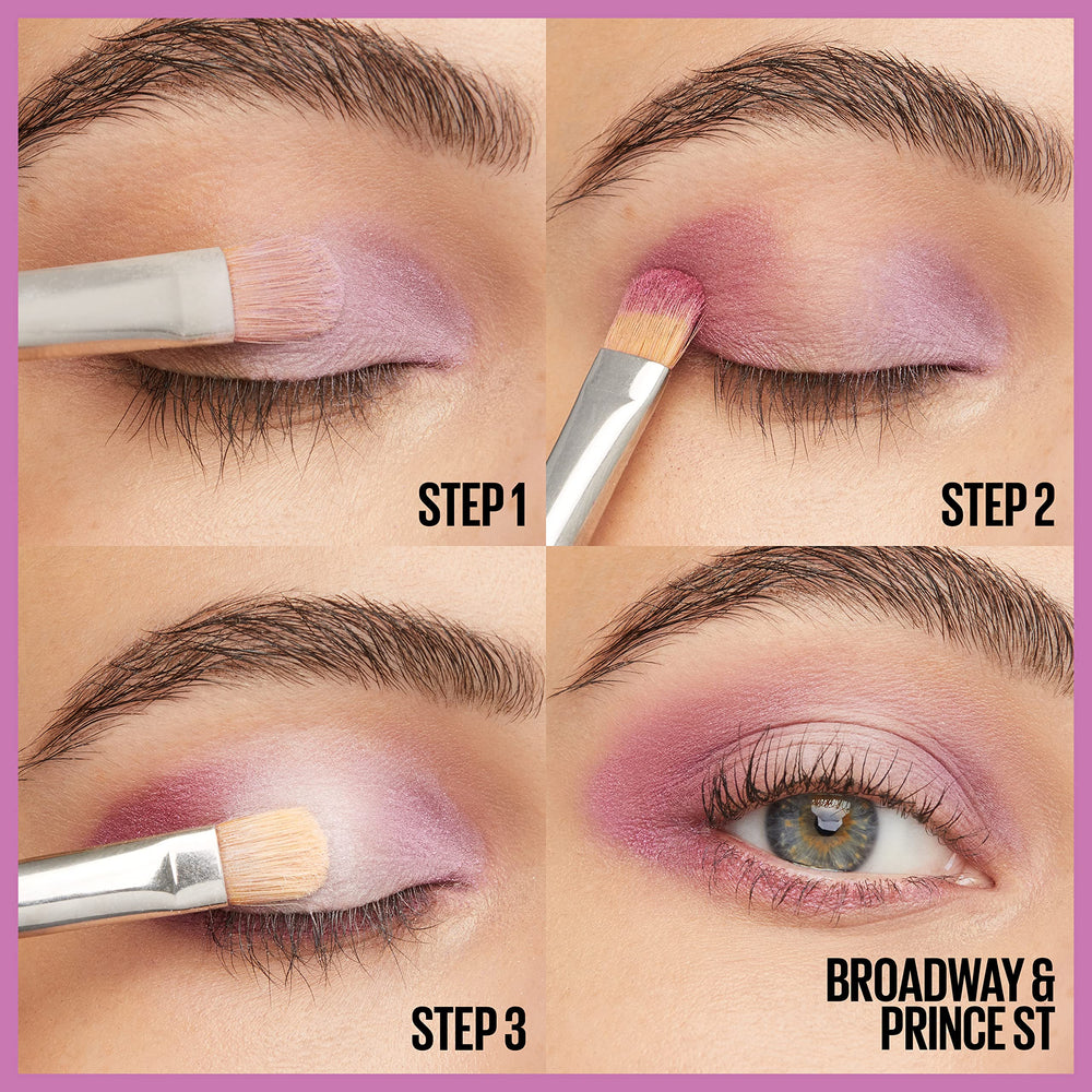 Incluye dos sombras mates y una de brillo en Maybelline Shadow Blocks.