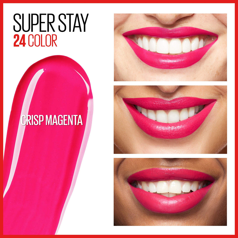 Color magenta crujiente de Maybelline Super Stay 24 para un look audaz.
