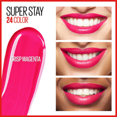 Color magenta crujiente de Maybelline Super Stay 24 para un look audaz.