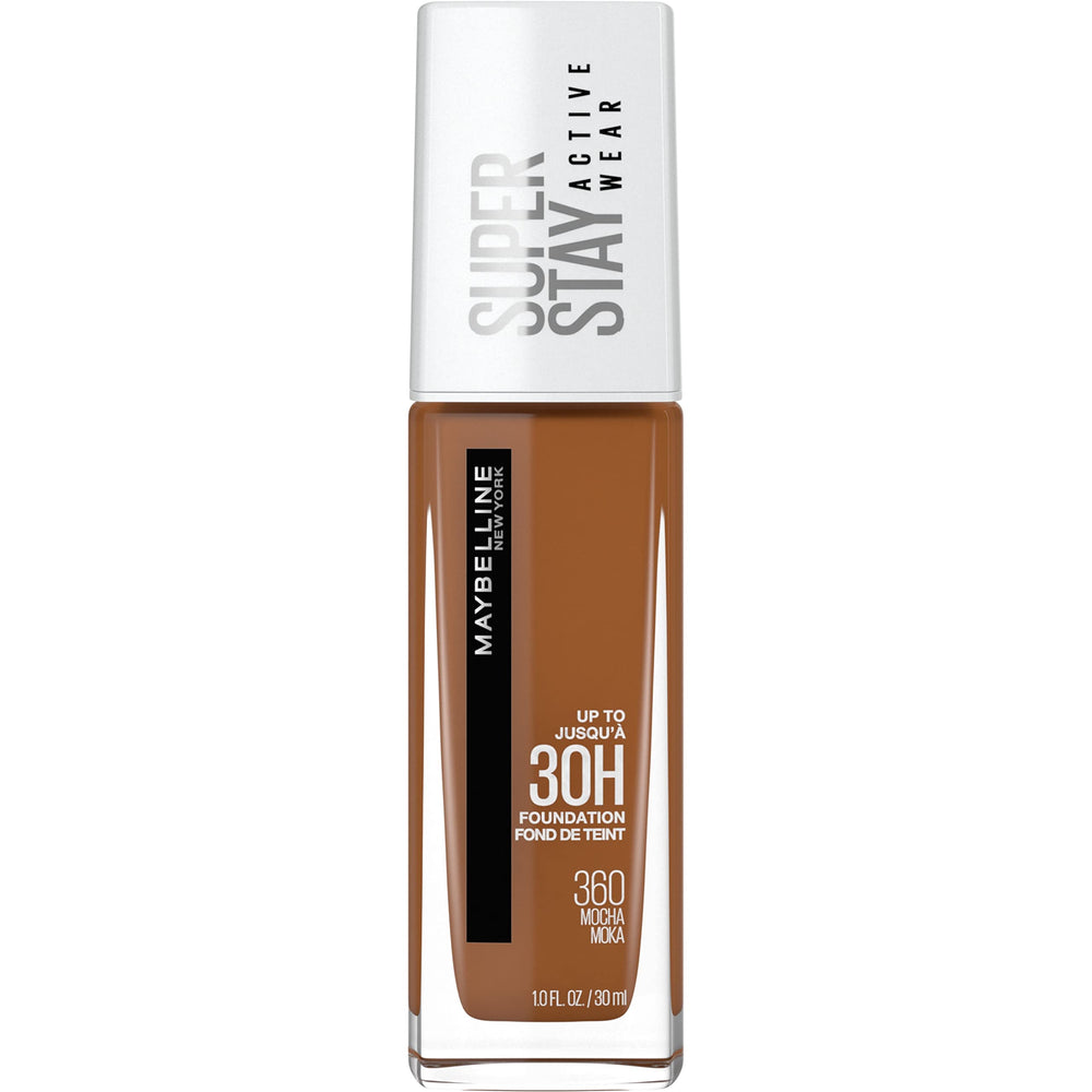 MAYBELLINE Super Stay, botella mocha, cobertura duradera para todo el día.