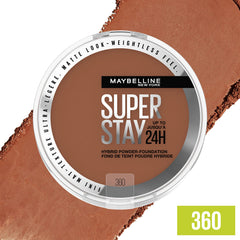 Maybelline Super Stay Hybrid Powder Foundation tono 360 para cobertura natural media a completa.