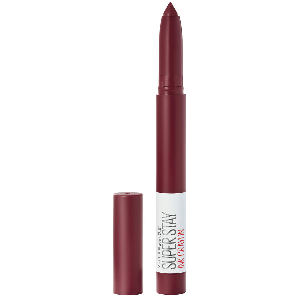 Maybelline Super Stay Ink Crayon Berry Wine swatch shows rich matte color.