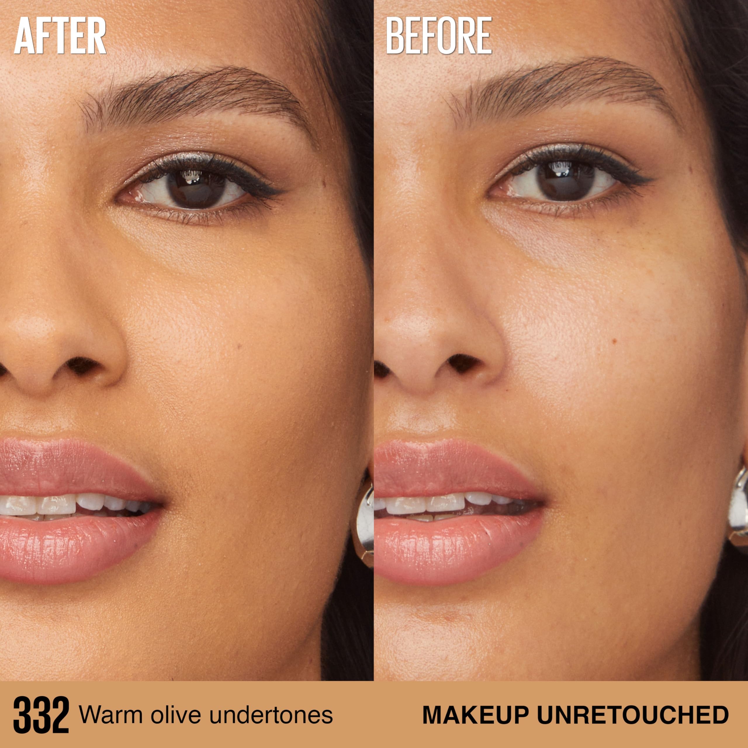 Maybelline Super Stay Lumi-Matte Foundation, acabado mate luminoso con tono natural.