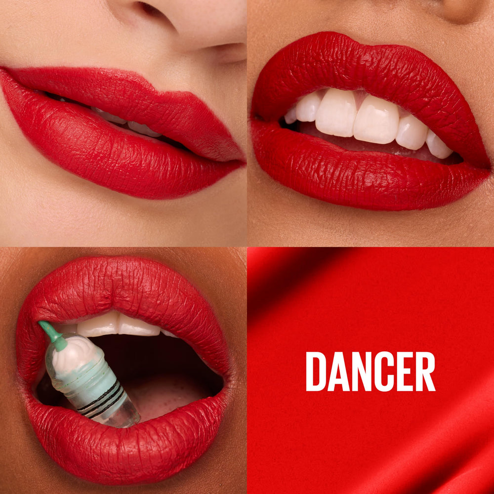 MAYBELLINE Super Stay Matte Ink brick-red Dancer shade provides vivid color with lasting power.