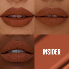 Maybelline Super Stay Matte Ink kiss-proof, transfer-resistant color.