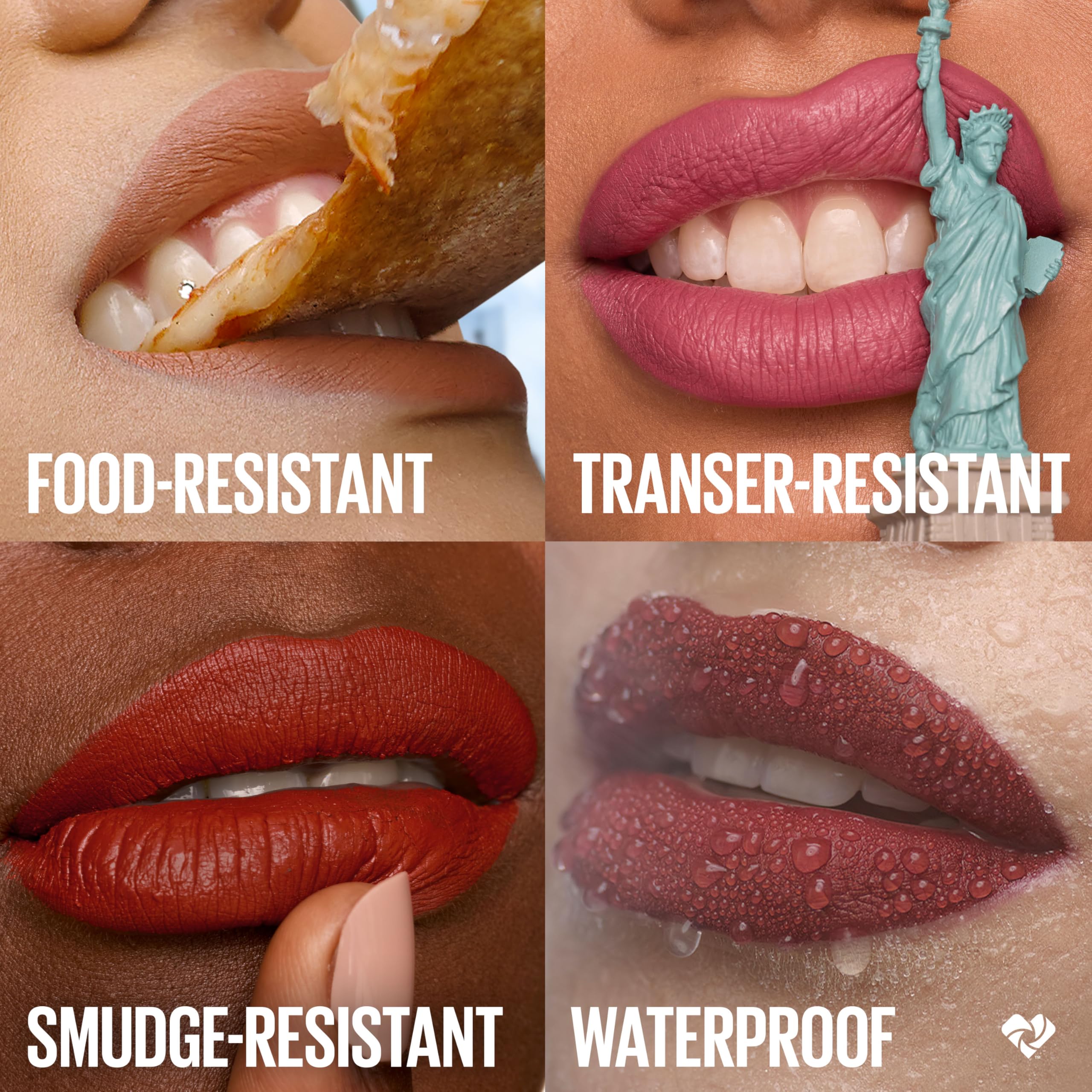 Maybelline Super Stay Matte Ink close-up on lips with waterproof matte finish