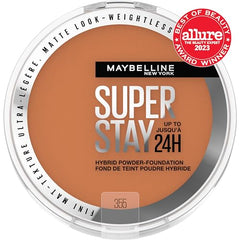 Polvo híbrido de Maybelline con 24h de cobertura media a total y acabado mate.