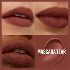 Acabado mate del Teddy Lip Tint de MAYBELLINE para un look cómodo.