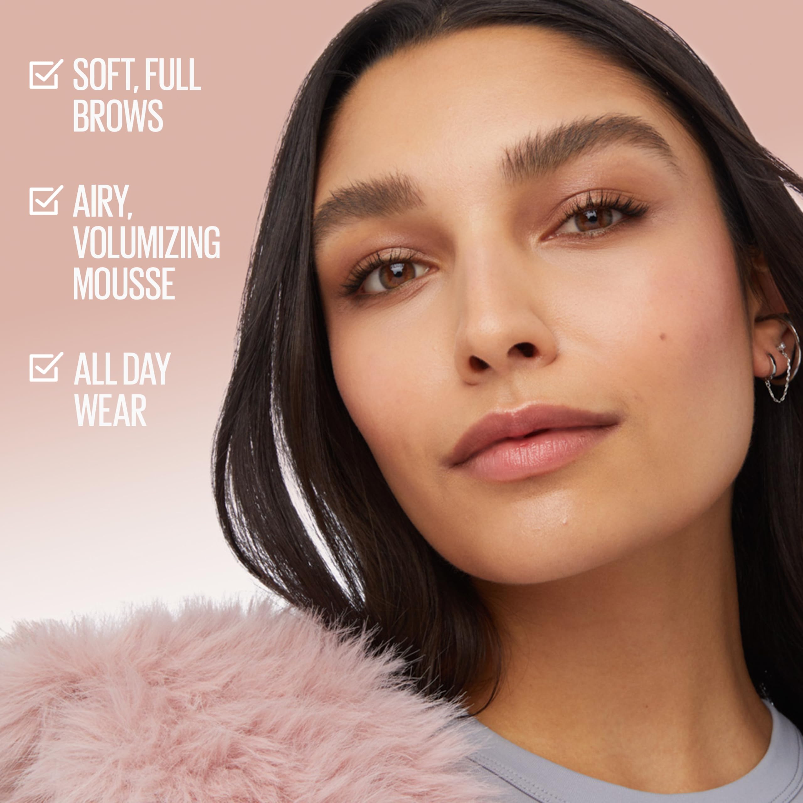 Maybelline Superfluff Brow Mousse swatch in Black Brown for a natural match.