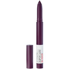 Maybelline SuperStay Ink Crayon matte lipstick with built-in sharpener for precise, long-lasting color.