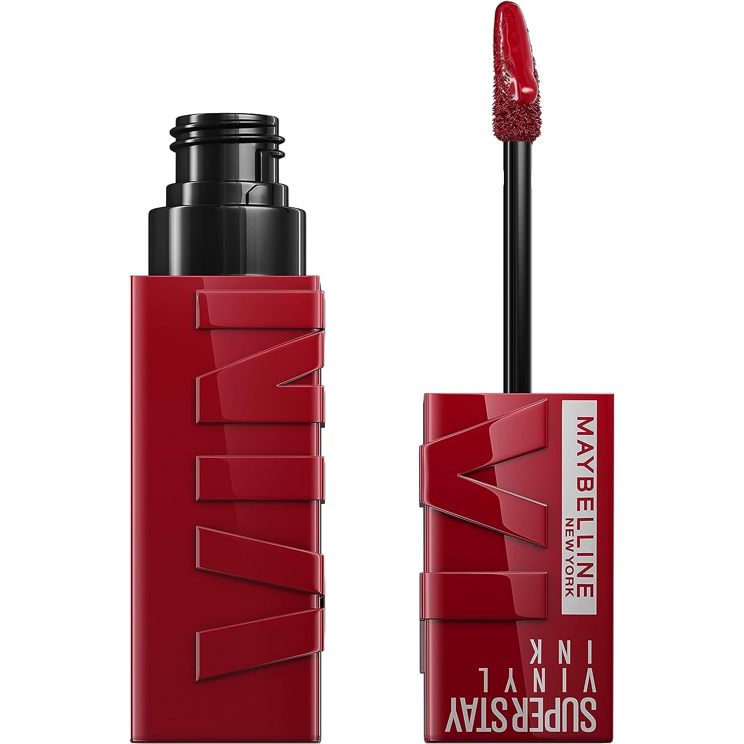 Labial MAYBELLINE Vinyl Ink, aplicación limpia y color intenso en los labios.