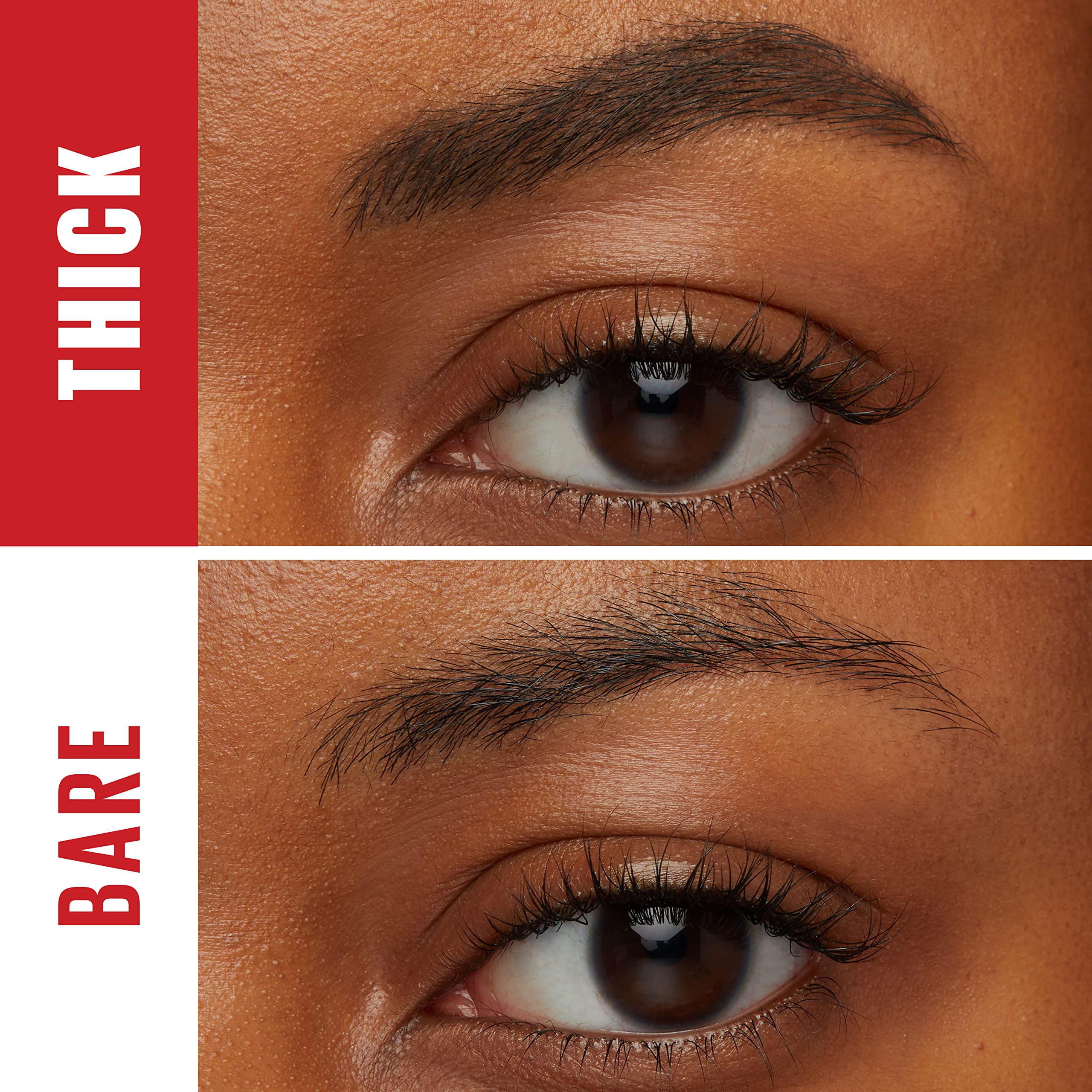 Maybelline brow gel swatches in six shades for natural color