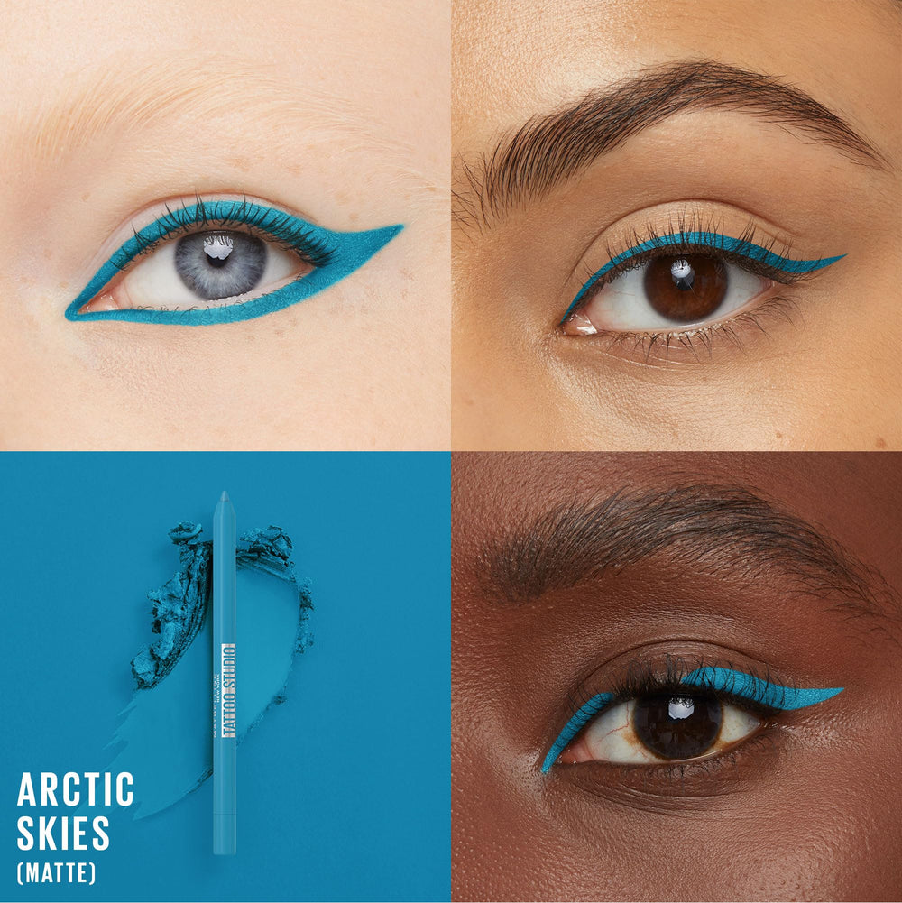 Maybelline Tattoo Studio delineador gel pigmento intenso, colores vivos para look dramático.