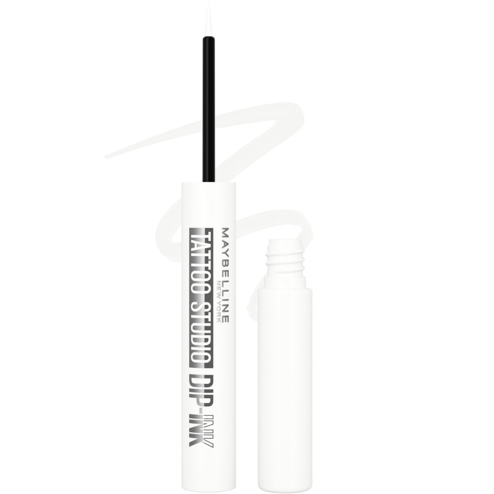 MAYBELLINE Tattoo Studio Dip-Ink Eyeliner Black Track for precise, long-lasting lines.
