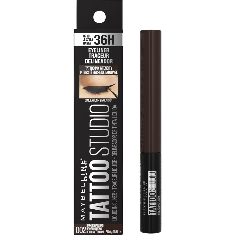 Tres tonos pigmentados disponibles para diferentes looks con Maybelline TattooStudio.