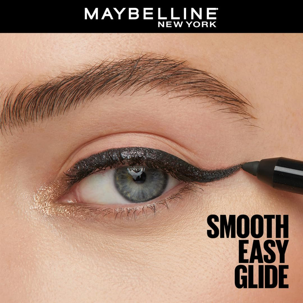 Maybelline Tattoo Studio waterproof application demonstrated on eyelid.