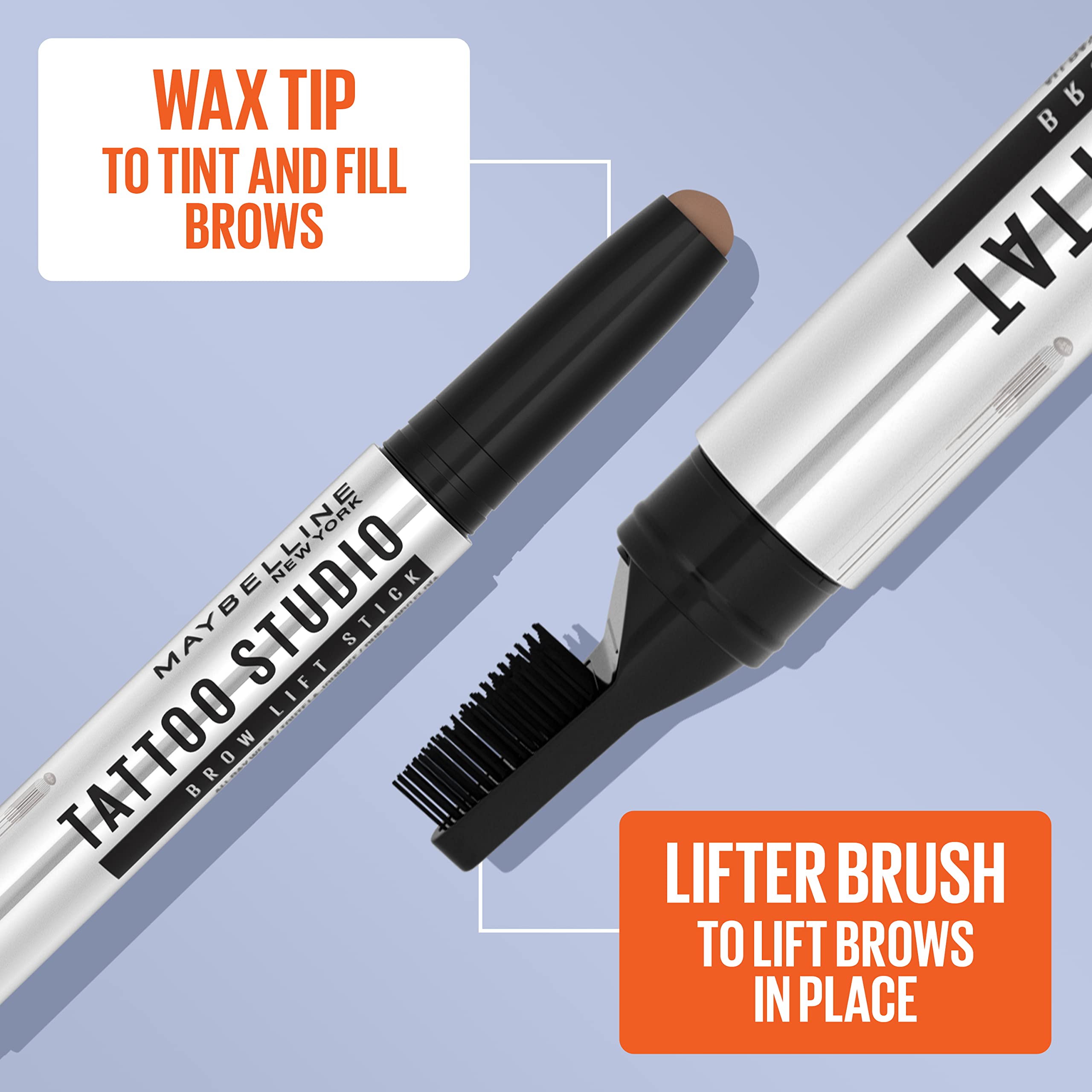 Packaging of Maybelline TattooStudio Brow Lift Stick for easy shopping