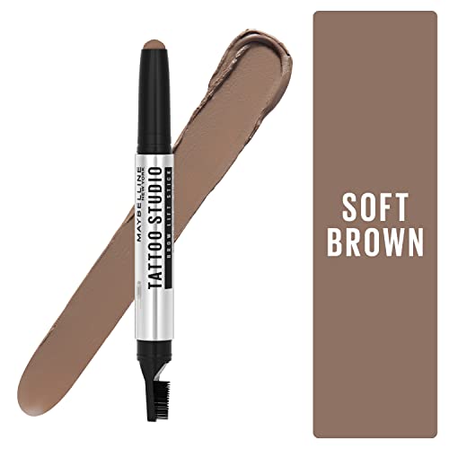 Brow grooming routine featuring Maybelline TattooStudio Brow Lift Stick
