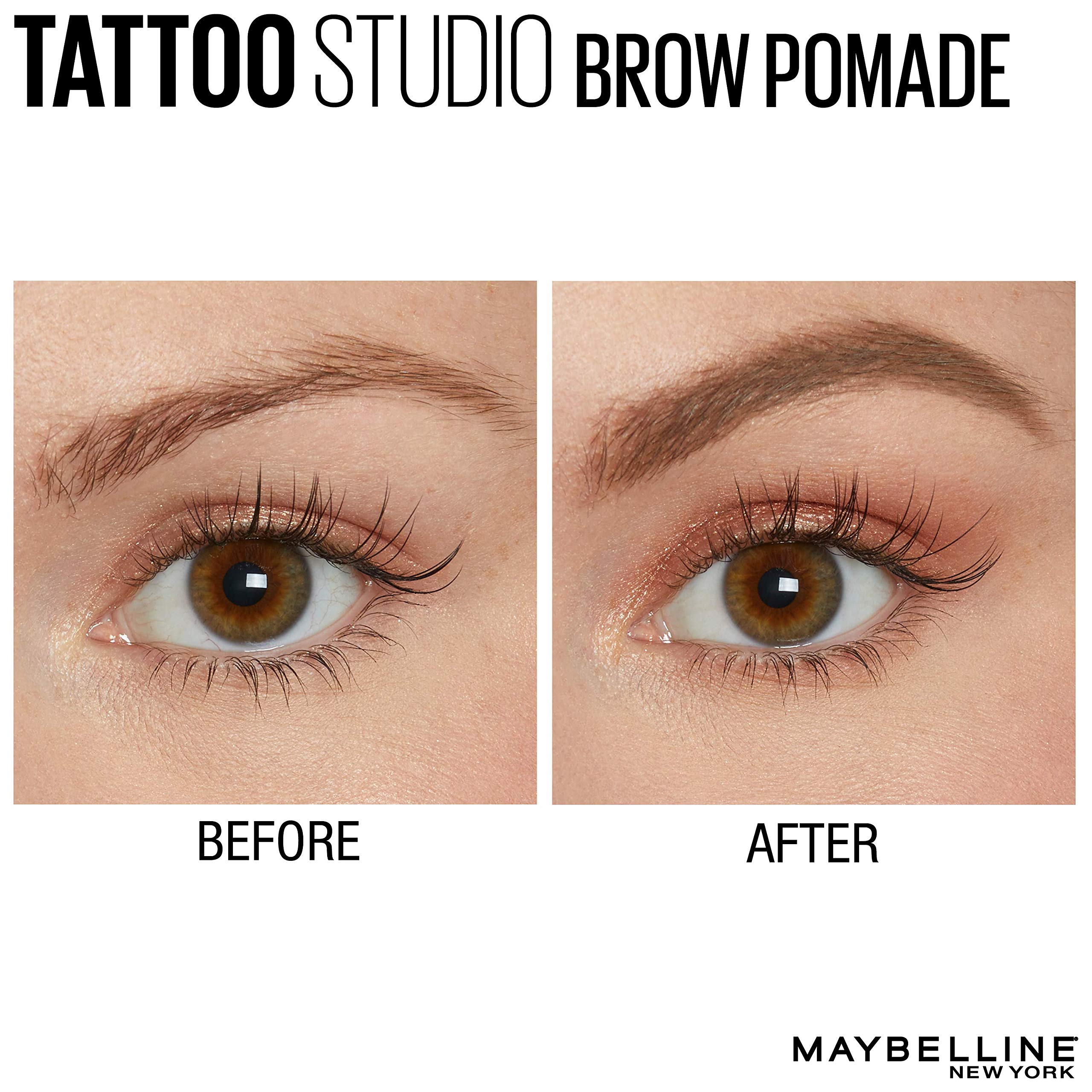 Maybelline TattooStudio Brow Pomade Blonde spoolie crossing the brow for natural blending