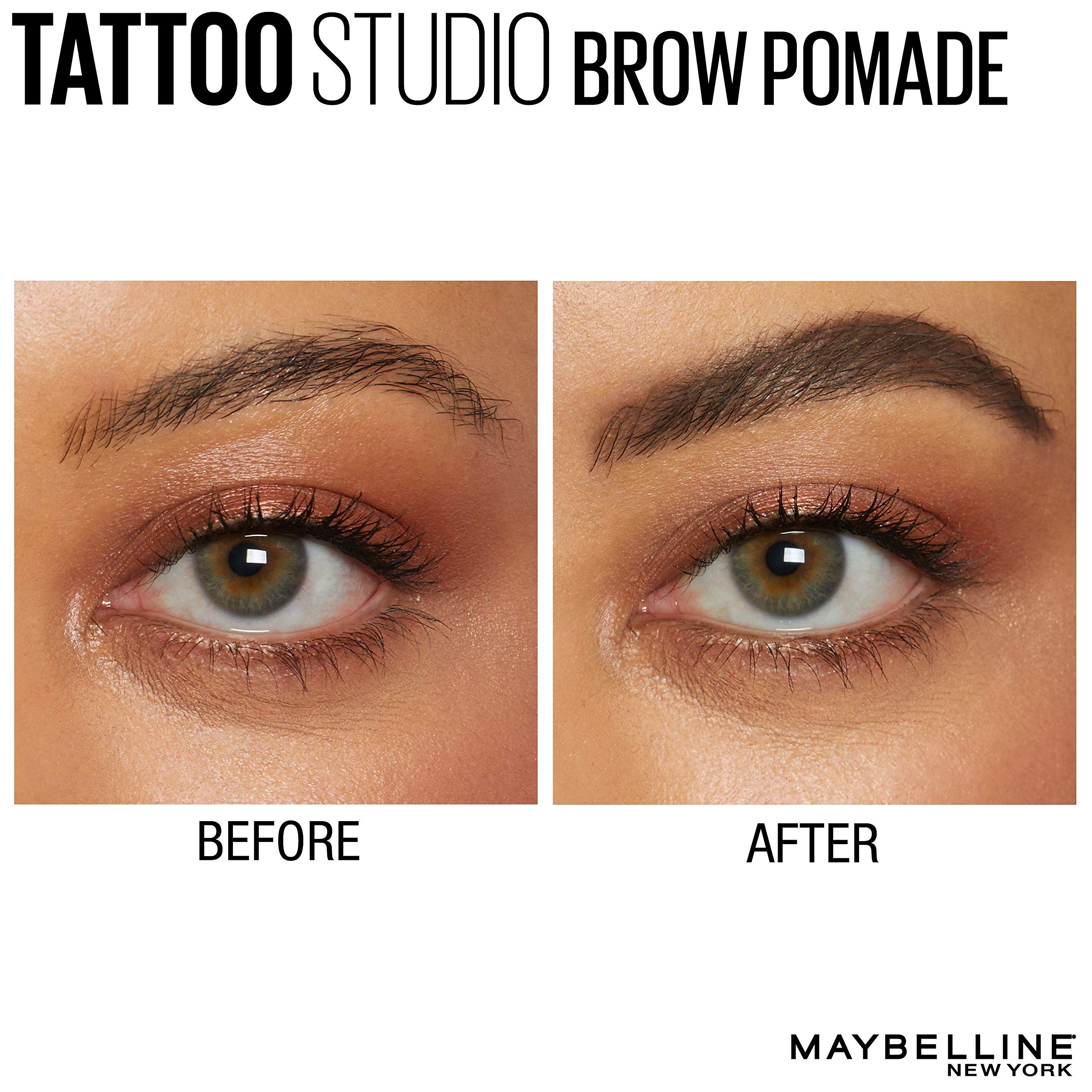 Cejas marrón profundo definidas con Maybelline TattooStudio para look intenso