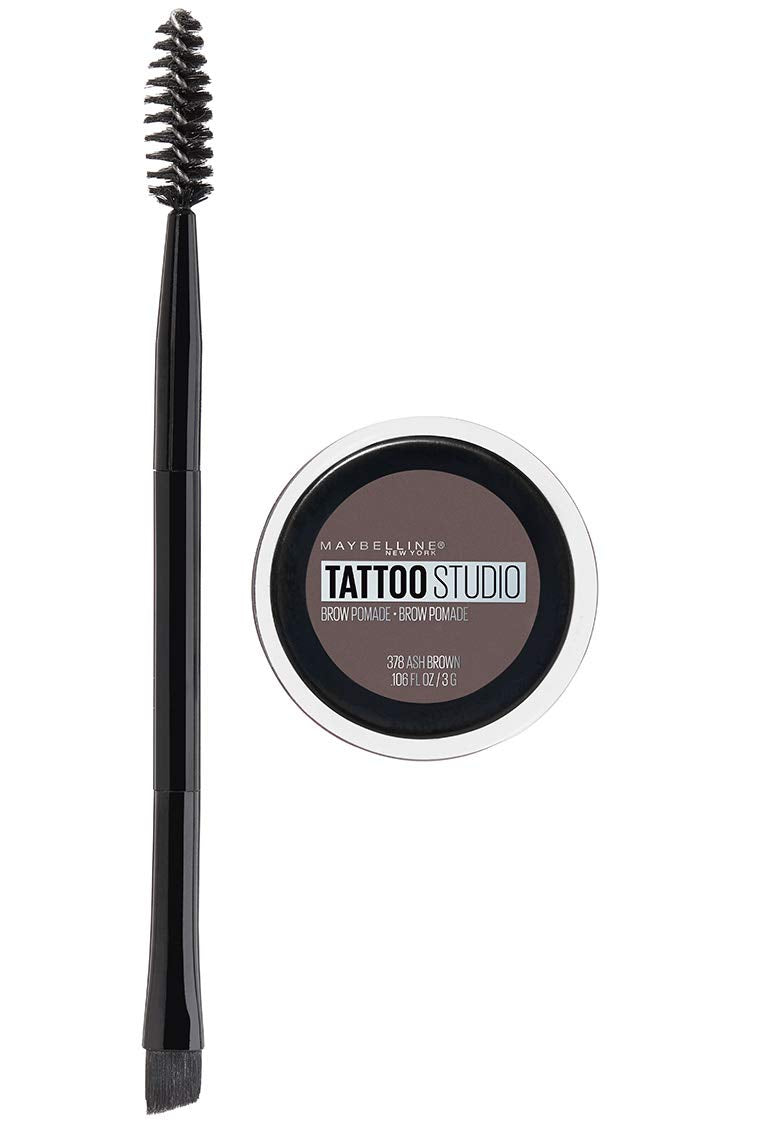 Maybelline TattooStudio cejas marrón ceniza; acabado natural y duradero para uso diario.